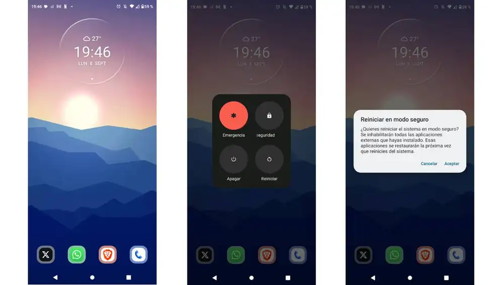 Pasos para activar el modo seguro en un móvil Android.