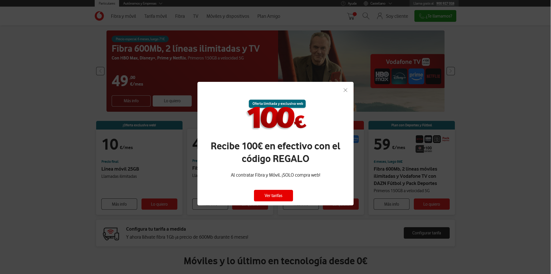 Vodafone te regala 100 euros en efectivo si cumples esta condición