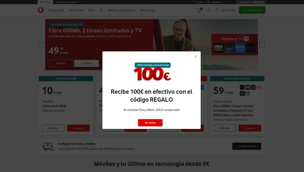 Así es el anuncio pop-up de la promoción