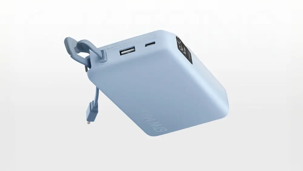 La nueva powerbank de Xiaomi cuenta con un cable USB-C integrado y con una pantalla para ver la batería restante