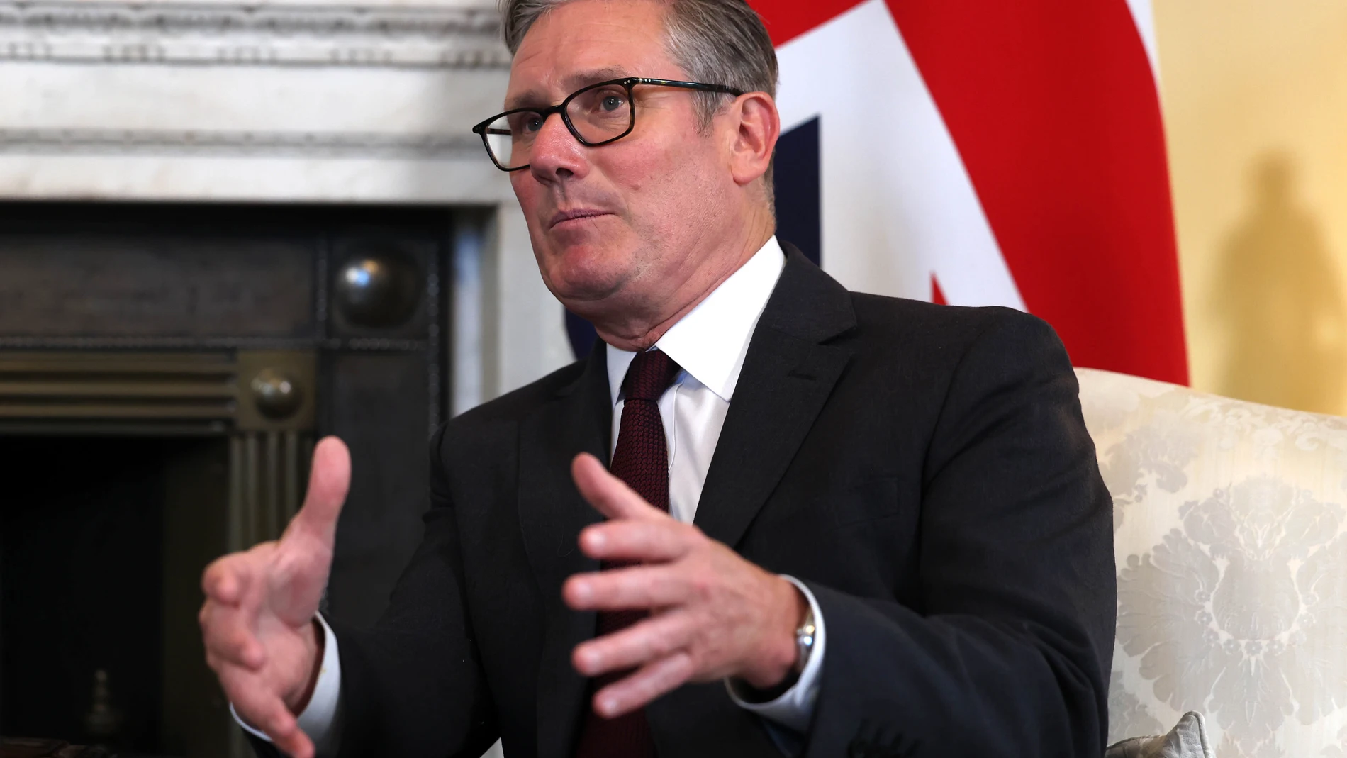 London (United Kingdom), 09/09/2025.- Britain's Prime Minister Keir Starmer meets with the Secretary General of the North Atlantic Treaty Organization (NATO), Mark Rutte (not pictured), at Downing Street in London, Britain, 09 September 2025. (Reino Unido, Londres) EFE/EPA/NEIL HALL / POOL