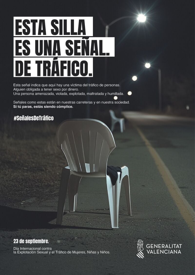 Cartel de la campaña "Señales de tráfico" contra la trata de mujeres y niñas