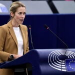 Kaja Kallas durante su intervención el martes en el Parlamento Europeo 