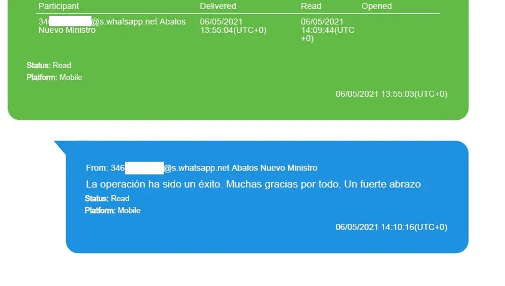 Mensajes entre Víctor de Aldama y José Luis Ábalos sobre su exmujer Carolina Perles