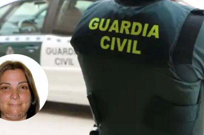 Imagen de un vehículo de la Guardia Civil, un agente, y, en el círculo, Alba María N. N., desparecida en Ciudad Real.