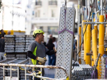 Obreros de la construcci&oacute;n en Madrid.