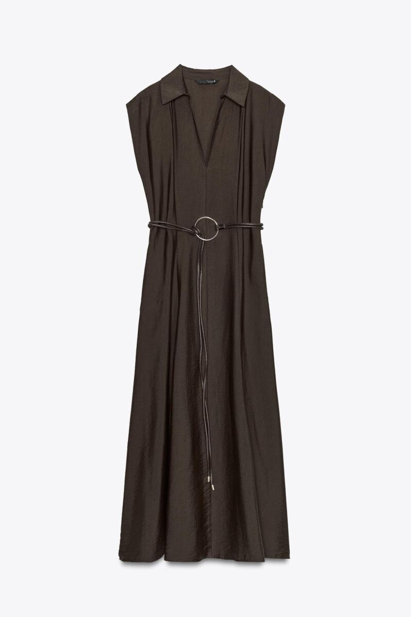 Vestido midi cinturón.