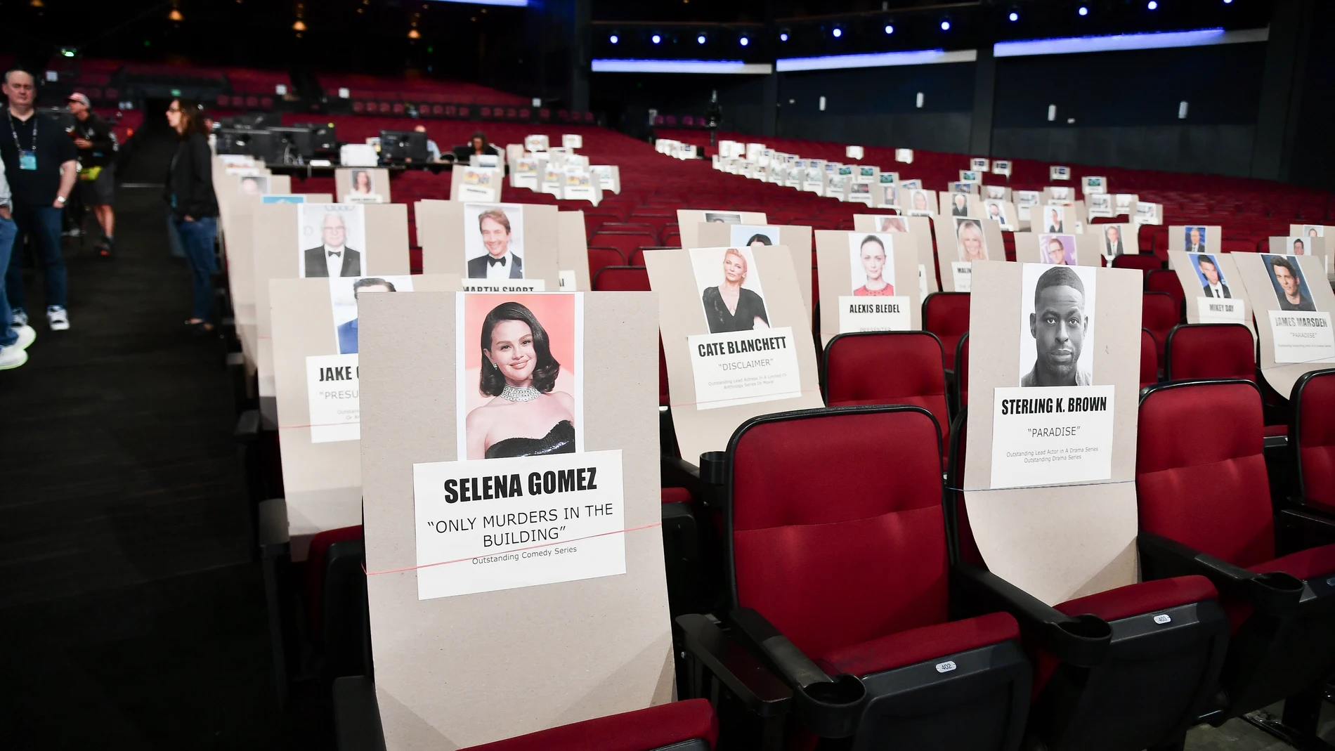 Seating placards are pictured during the 77th Primetime Emmy Awards red carpet rollout on Thursday, Sept. 11, 2025, in Los Angeles. (Photo by Richard Shotwell/Invision/AP)