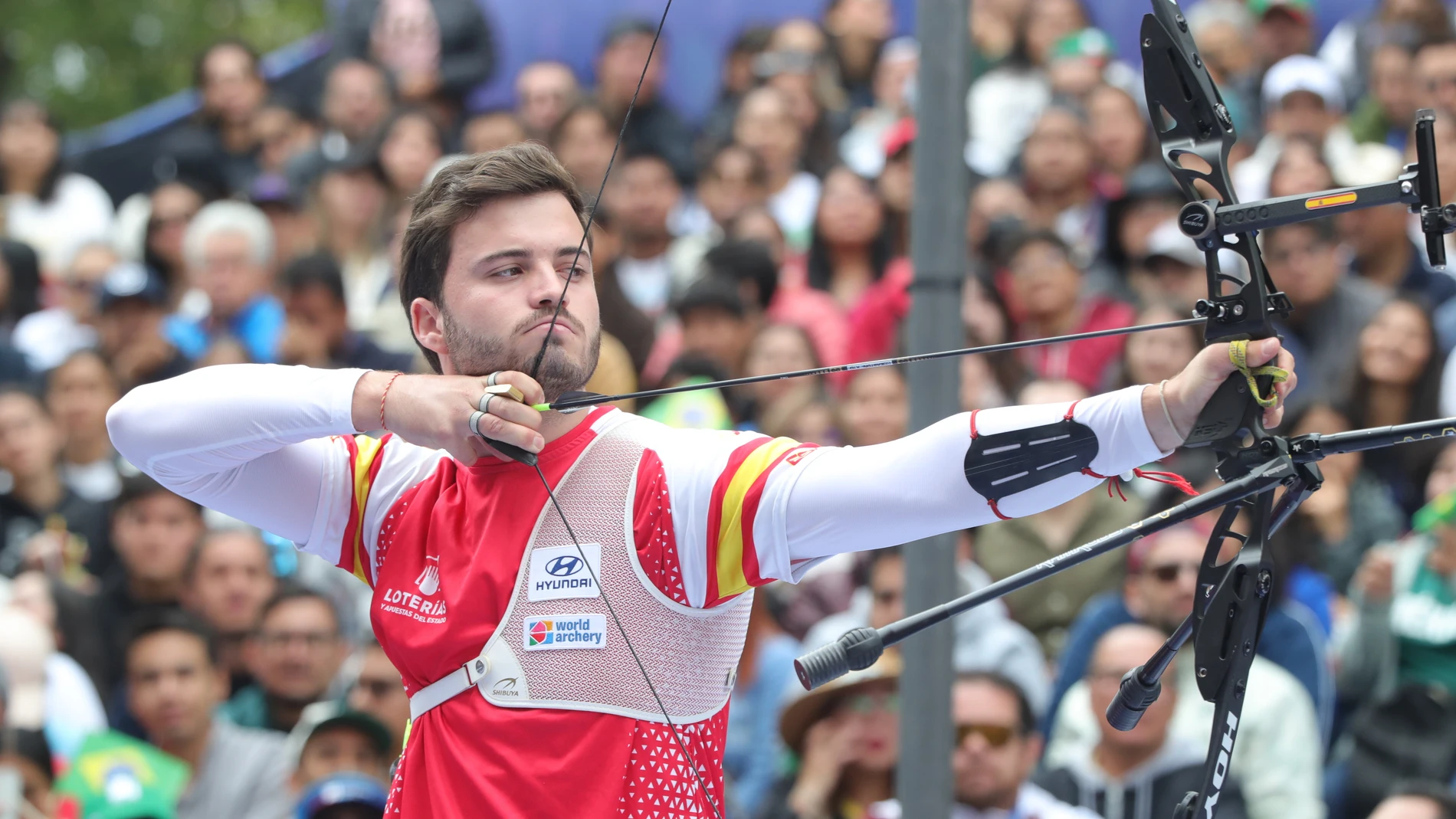 (Foto de ARCHIVO) October 20, 2024, Tlaxcala, Ciudad de Mexico, Mexico: Andrés Temiño of Spain competes against Marcus D'Almeida of Brazil (not in picture) during the Men's recurve quarterfinals match on the final day of Tlaxcala 2024 Archery World Cup Final. Marcus D ÌAlmeida beats Andrés Temiño 6-2. on October 20, 2024 in Tlaxcala, Mexico. Europa Press/Contacto/Essene Hernandez/ Eyepix Gro 20/10/2024 ONLY FOR USE IN SPAIN