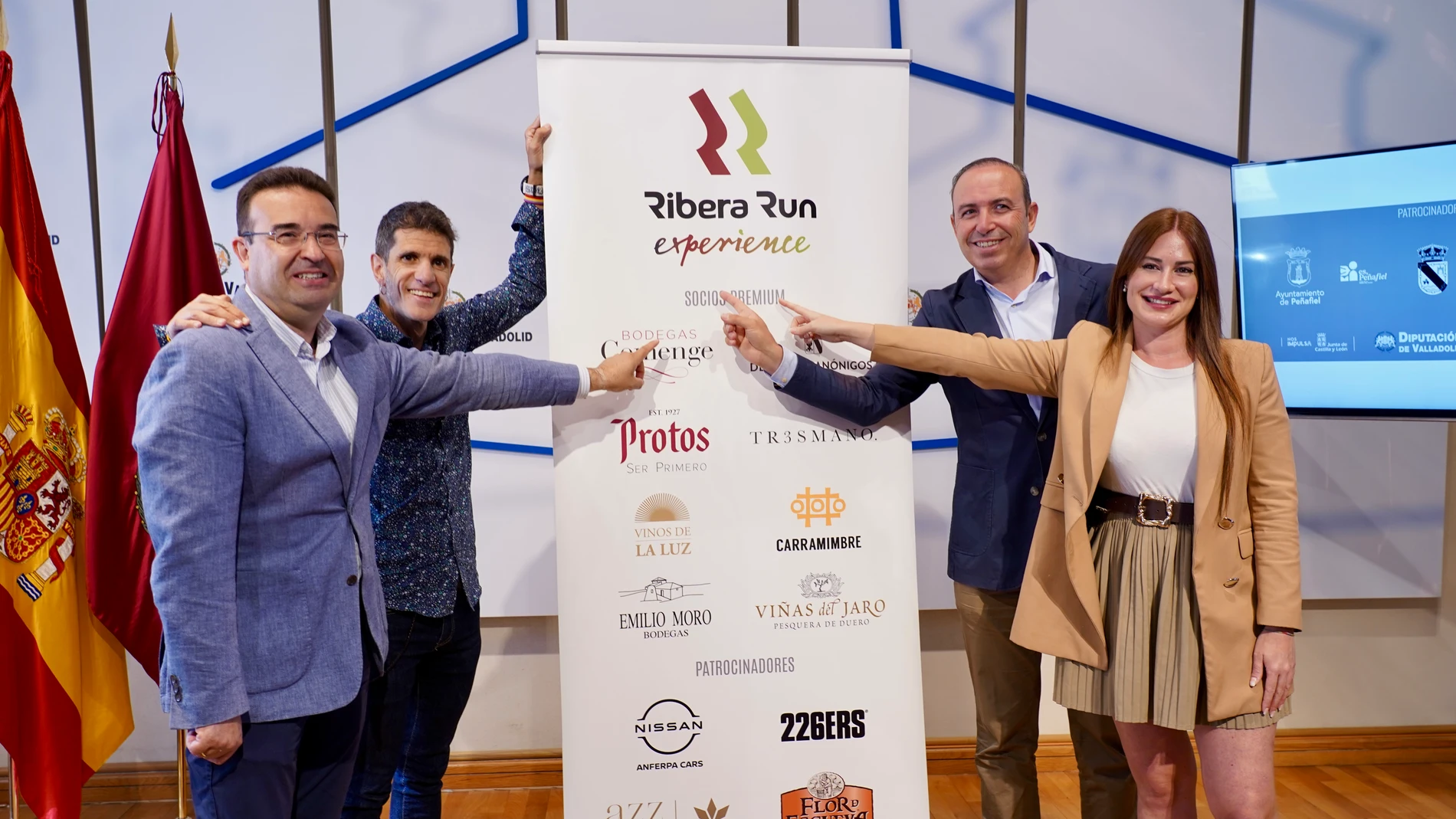 El vicepresidente de la Diputación, Víctor Alonso, presenta la Ribera Run Experiencie de este año junto a Roberto Díez, Yolanda Burgoa y José Antonio de Pablo