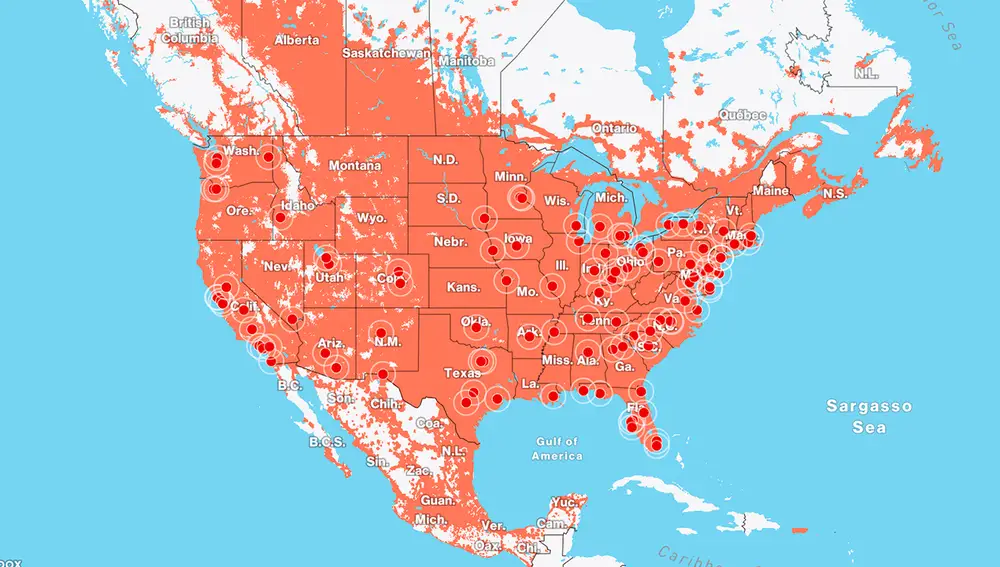 Cobertura móvil de Verizon en Estados Unidos y Norteamérica