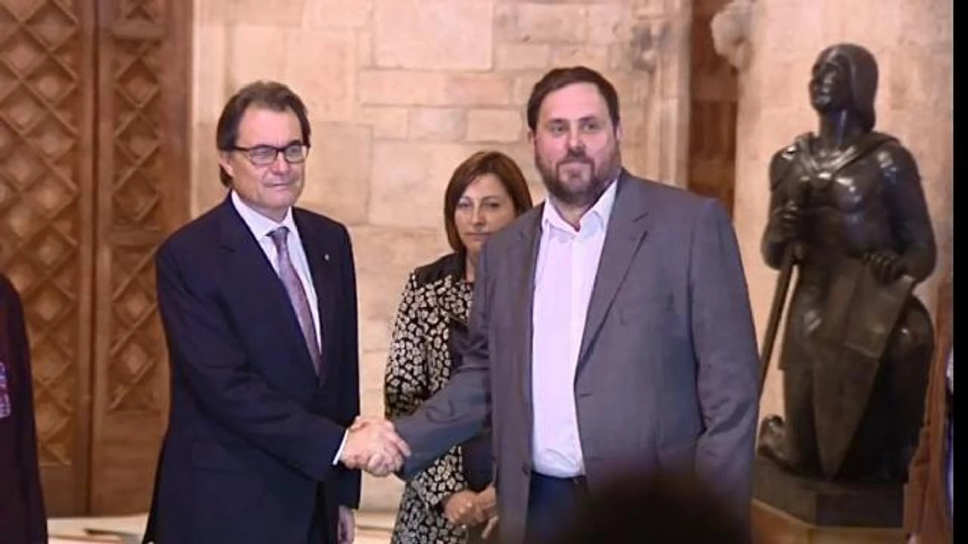 Artur Mas, Carme Forcadell y Oriol Junqueras