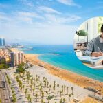 Imagen de Barcelona junto a un estudiante