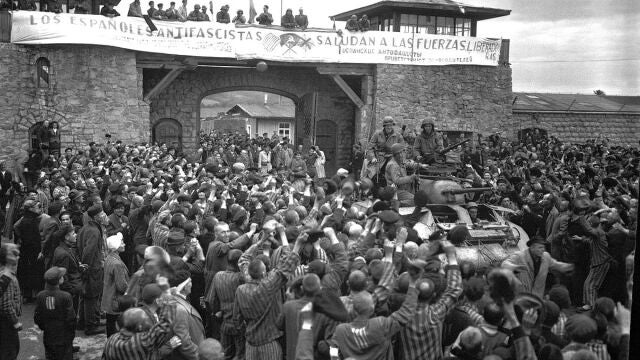 Una imagen de la liberación del campo de concentración de Mauthausen
