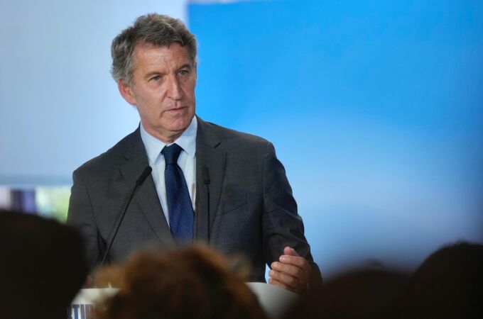 Alberto Núñez Feijóo, este lunes en Génova 13, durante la Junta Directiva Nacional del PP. 