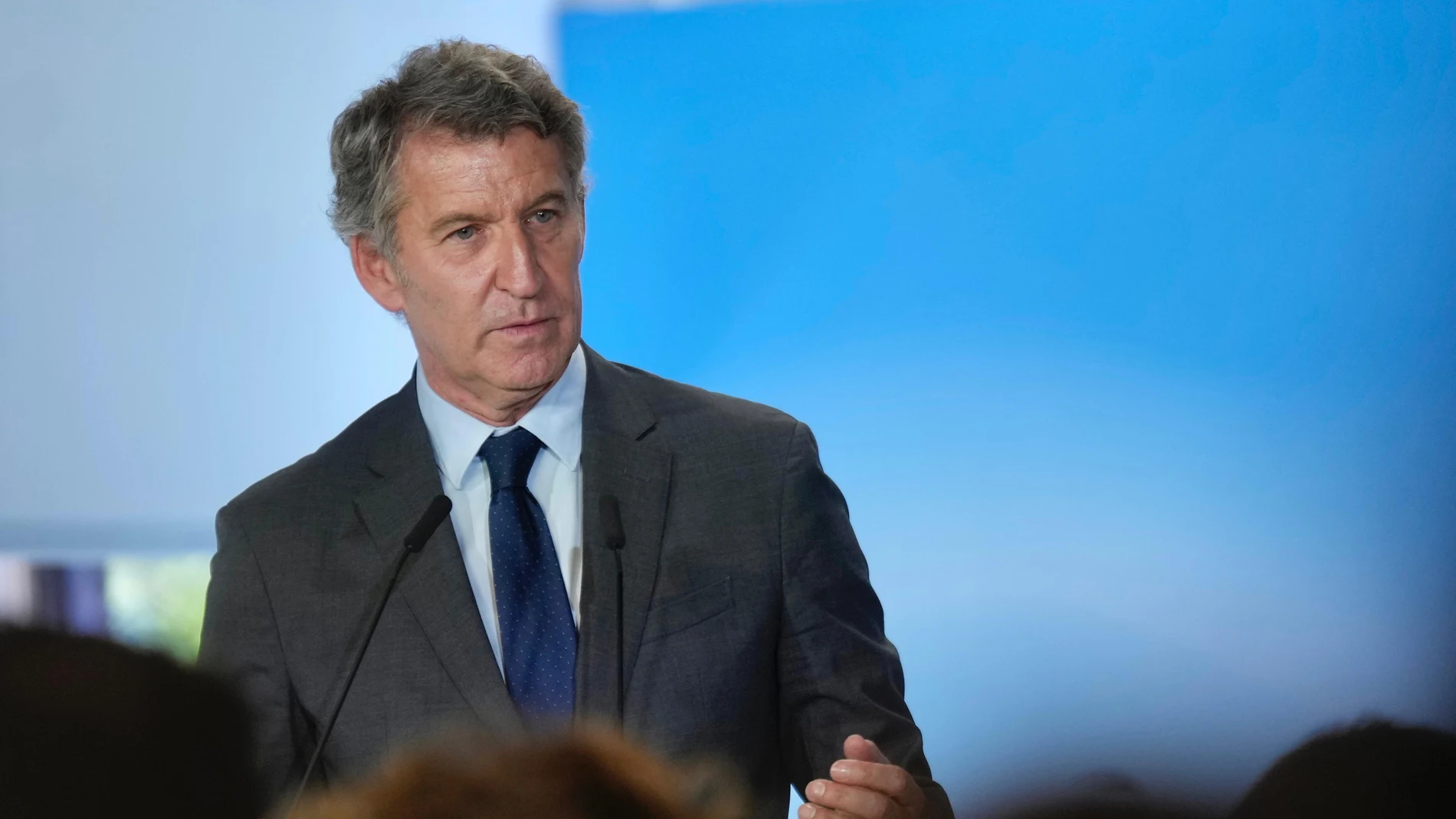 Alberto Núñez Feijóo, este lunes en Génova 13, durante la Junta Directiva Nacional del PP.