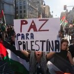 Imagen de las manifestaciones propalestinas que paralizaron la Vuelta a España este domingo