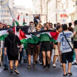 Protestas por la participación de Israel y en apoyo a Palestina en La Vuelta Ciclista. David Jar