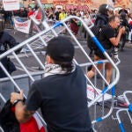 Protestas por la participación de Israel y en apoyo a Palestina en La Vuelta Ciclista. David Jar