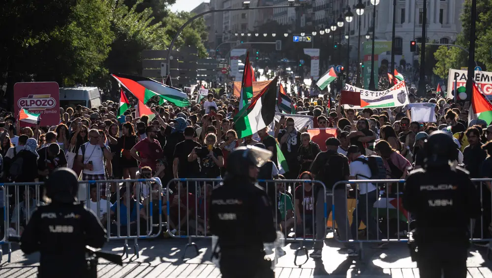 Protestas por la participación de Israel y en apoyo a Palestina en La Vuelta Ciclista. David Jar