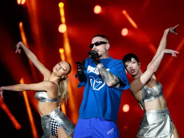 Festival de música 'The Town' AME9630. SAO PAULO (BRASIL), 14/09/2025.- El cantante colombiano J Balvin durante su presentación este domingo, en el festival de música 'The Town' en Sao Paulo (Brasil). EFE/ Sebastião Moreira