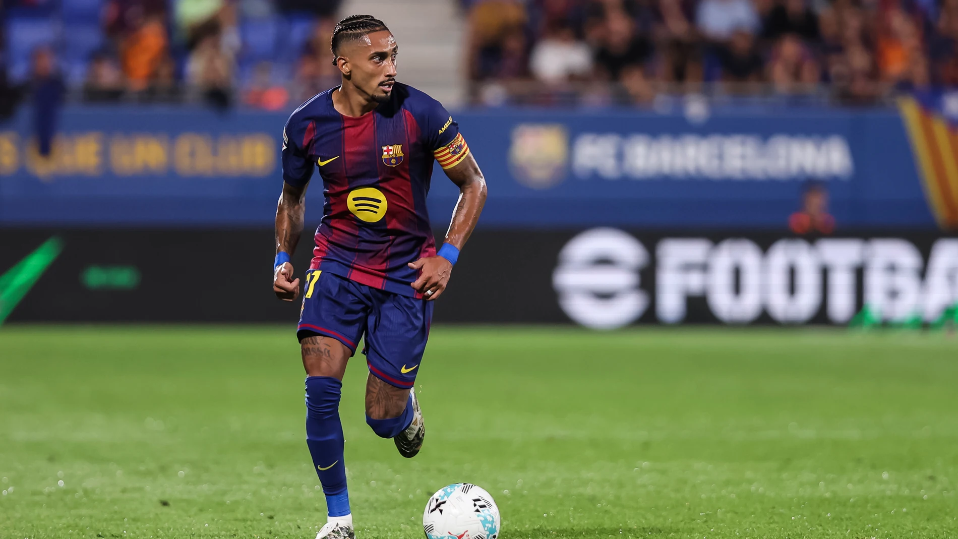 Raphinha of FC Barcelona in action during the Spanish league, La Liga EA Sports, football match played between FC Barcelona and Valencia CF at Johan Cruyff stadium on September 14, 2025 in Barcelona, Spain.AFP7 14/09/2025 ONLY FOR USE IN SPAIN
