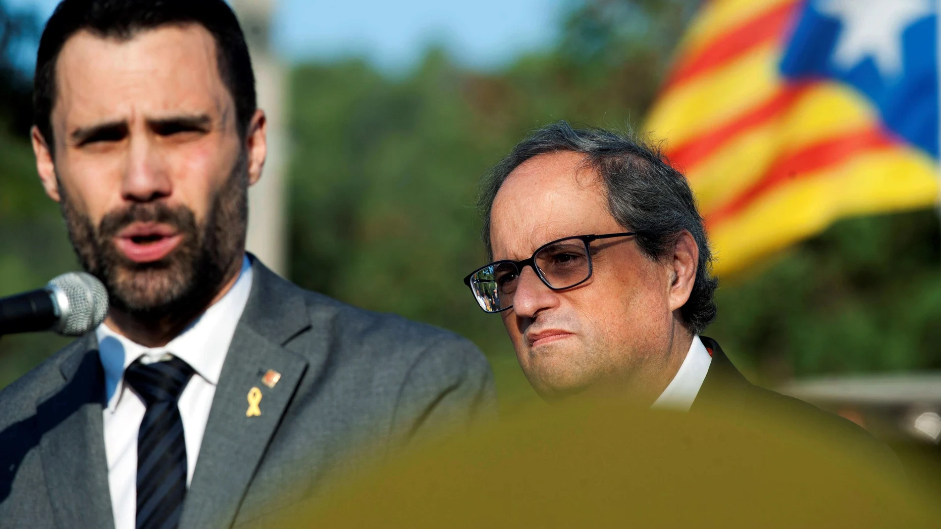 El entonces presidente Torra, en la jornada institucional del 1 de octubre de 2018 en que pronunció el célebre «apreteu»