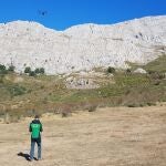 Imagen de la zona donde se ha establecido el dispositivo de búsqueda y localización del montañero desaparecido en el Pico Gilbo (León)