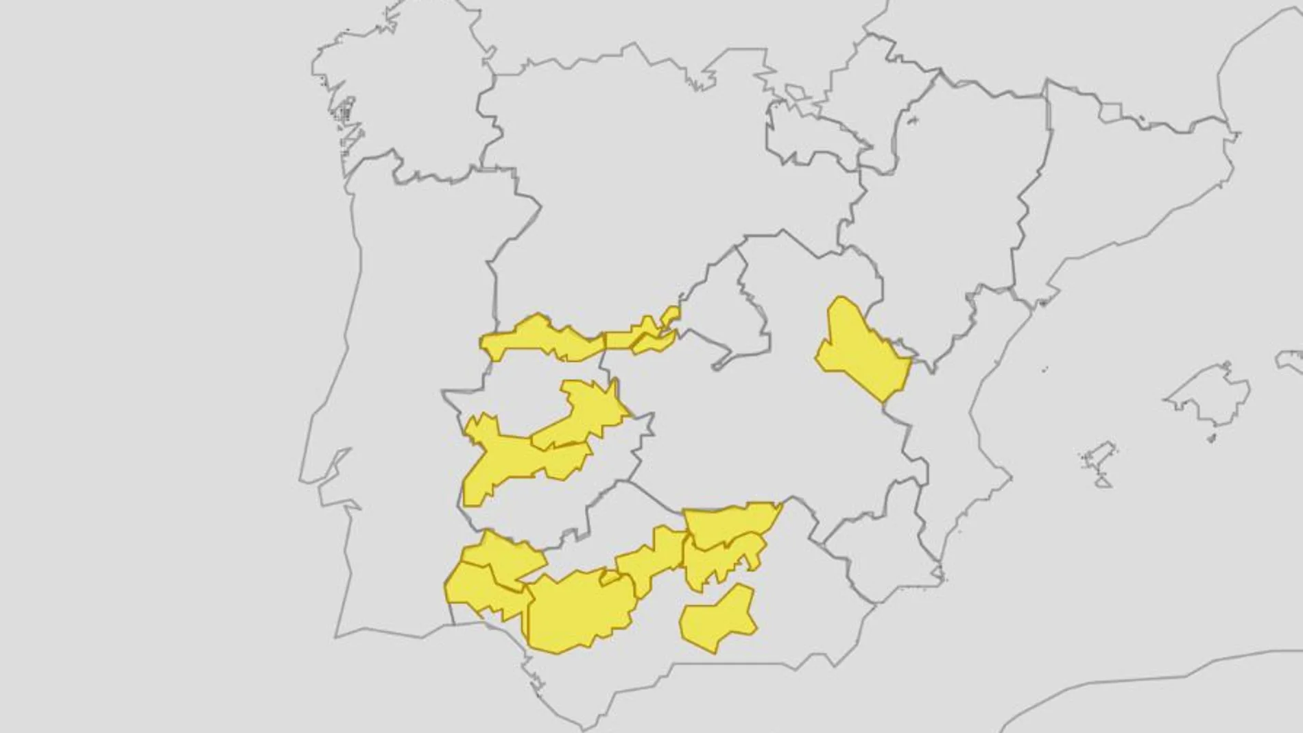 Mapa que refleja los avisos meteorológicos registrados para este miércoles, 17 de septiembre