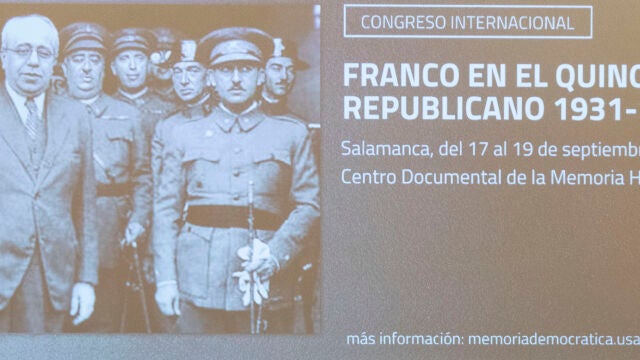 Cartel del congreso «Franco en el Quinquenio Republicano: 1931-1936», inaugurado ayer en Salamanca