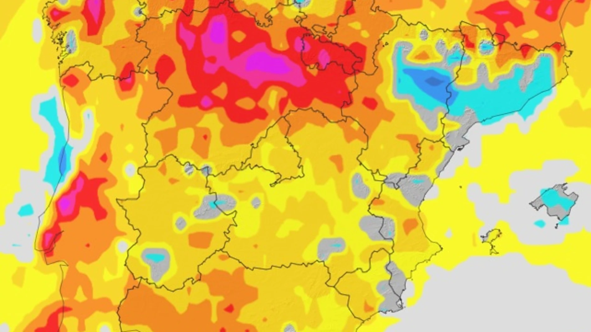 Mapa con la variación de las temperaturas mínimas según la AEMET para este jueves 18 de septiembre