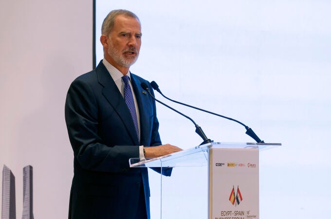 El rey Felipe VI participa en un desayuno de trabajo con empresarios egipcios y españoles en El Cairo con motivo de su viaje oficial al país