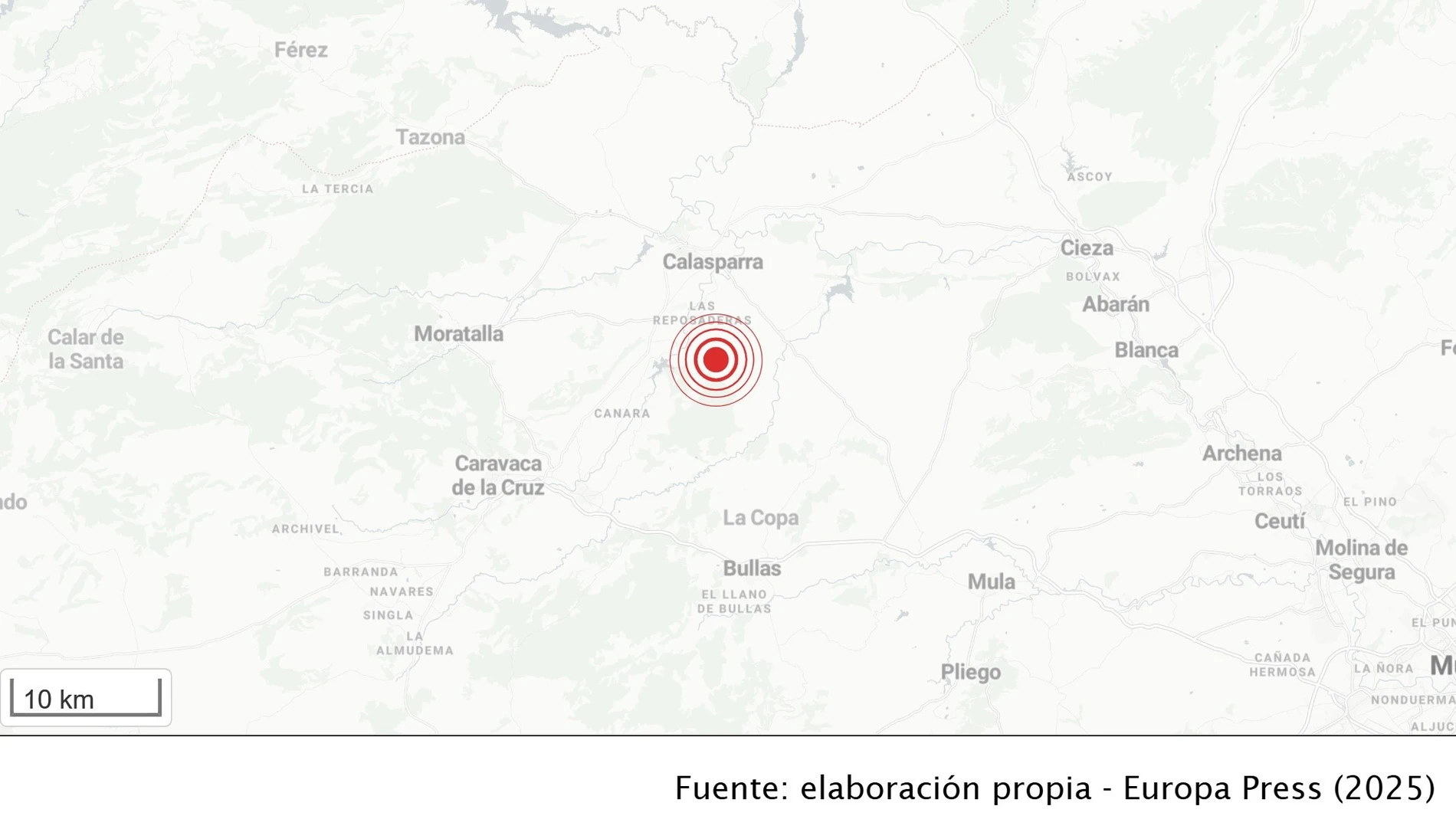 Registrado un terremoto de 3.5 grados de magnitud al sur de Calasparra (Murcia) EUROPA PRESS 18/09/2025