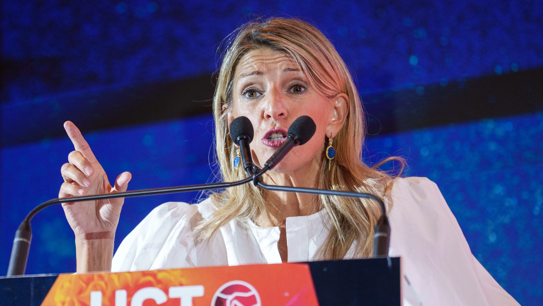 La vicepresidenta segunda y ministra de Trabajo y Economía Social, Yolanda Díaz, interviene en la inauguración de la Jornada Confederal de Salud Laboral 'Los Nuevos Desafíos de la Prevención. Los accidentes laborales, un drama evitable', en la sede de UGT, a 18 de septiembre de 2025, en Madrid (España). La jornada se desarrolla bajo el lema ‘’los nuevos retos de la prevención: los accidentes laborales, un drama evitable’’. 18 SEPTIEMBRE 2025 Matias Chiofalo / Europa Press 18/09/2025