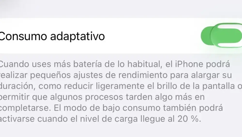 Consumo adaptativo de iOS 26