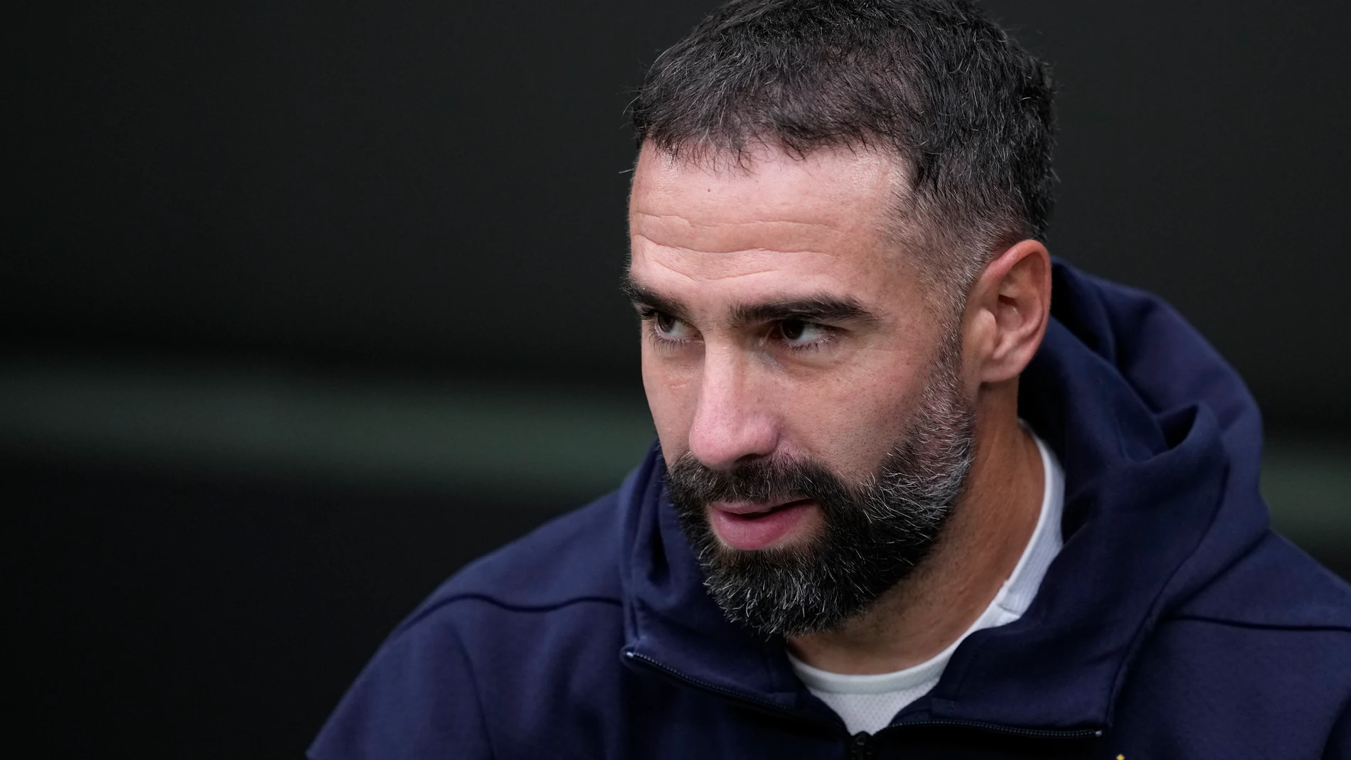 Daniel Carvajal of Real Madrid CF looks on during the Spanish League, LaLiga EA Sports, football match played between Real Madrid and RCD Espanyol at Santiago Bernabeu stadium on September 20, 2025, in Madrid, Spain. AFP7 20/09/2025 ONLY FOR USE IN SPAIN