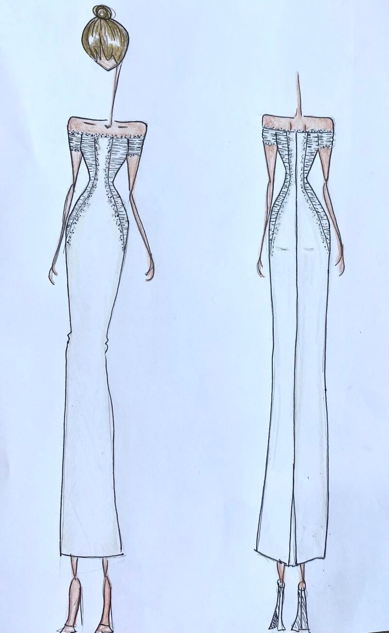 Boceto vestido preboda Rocío Camacho.