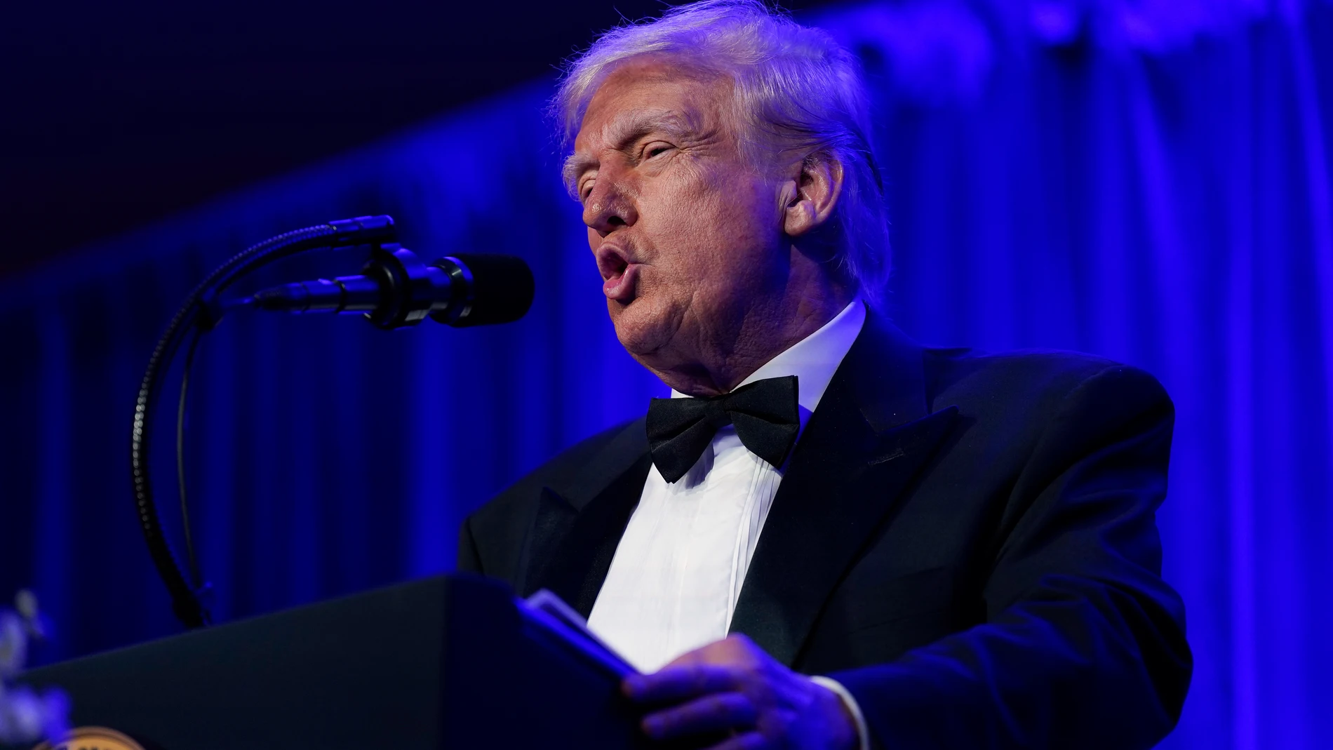 President Donald Trump speaks during the American Cornerstone Institute's Founder's Dinner at George Washington's Mount Vernon estate in Mount Vernon, Va., Saturday, Sept. 20, 2025. (AP Photo/Jose Luis Magana)