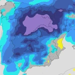 Mapa de la AEMET para este domingo 21 de septiembre indicando la variación térmica. A más azul, más caída de la temperatura