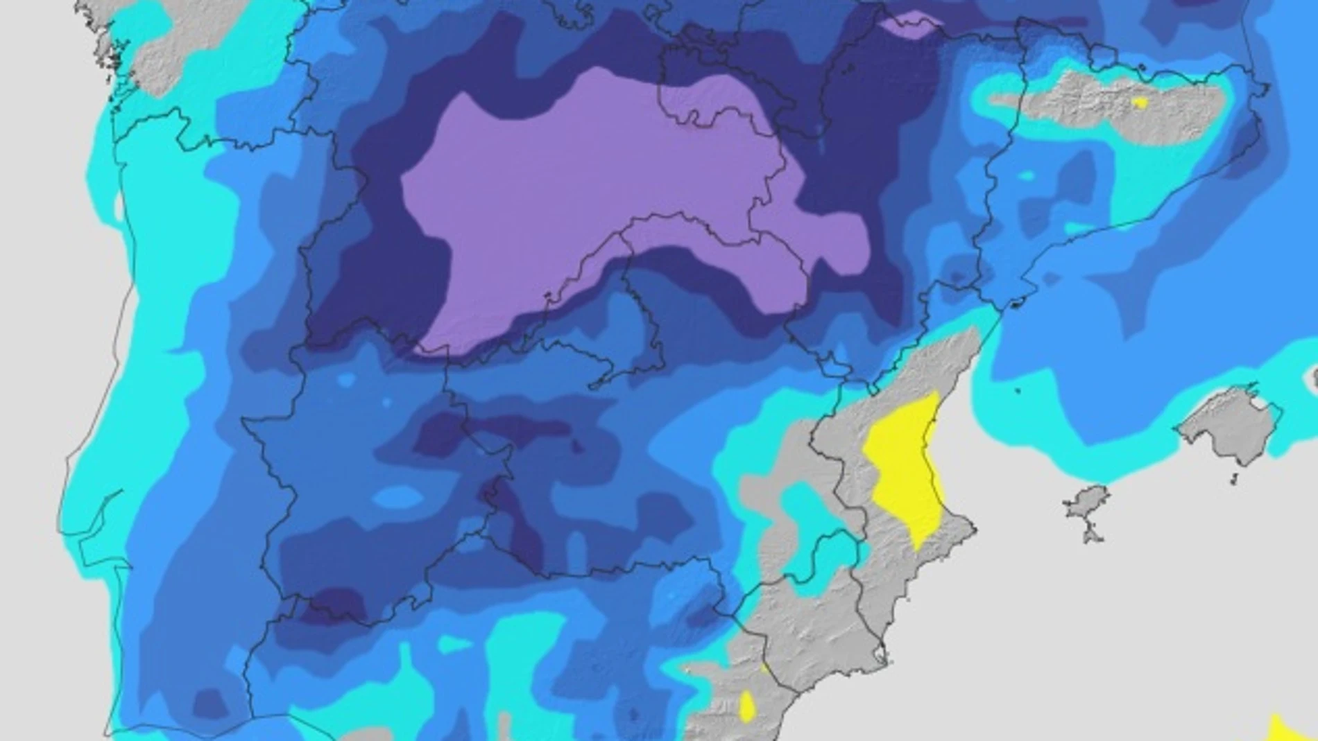Mapa de la AEMET para este domingo 21 de septiembre indicando la variación térmica. A más azul, más caída de la temperatura
