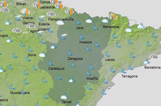 Mapa del estado del cielo, según AEMET