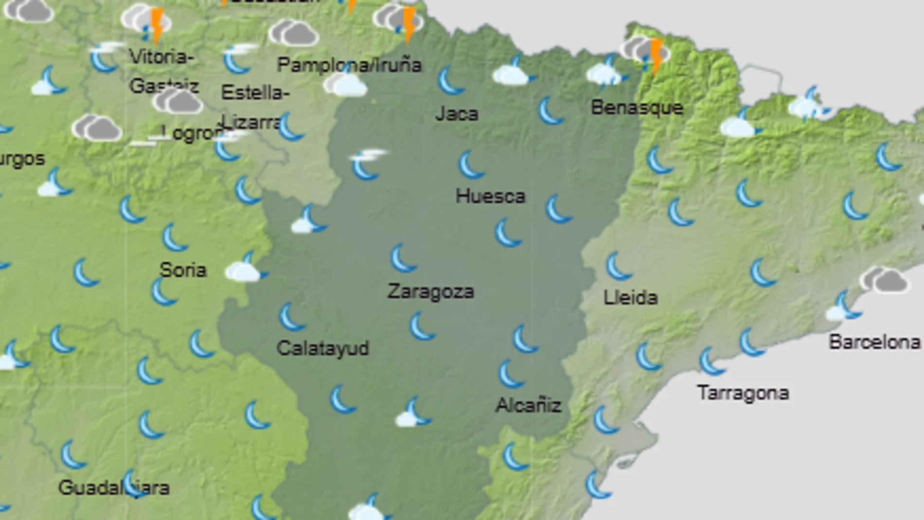 Mapa del estado del cielo, según AEMET