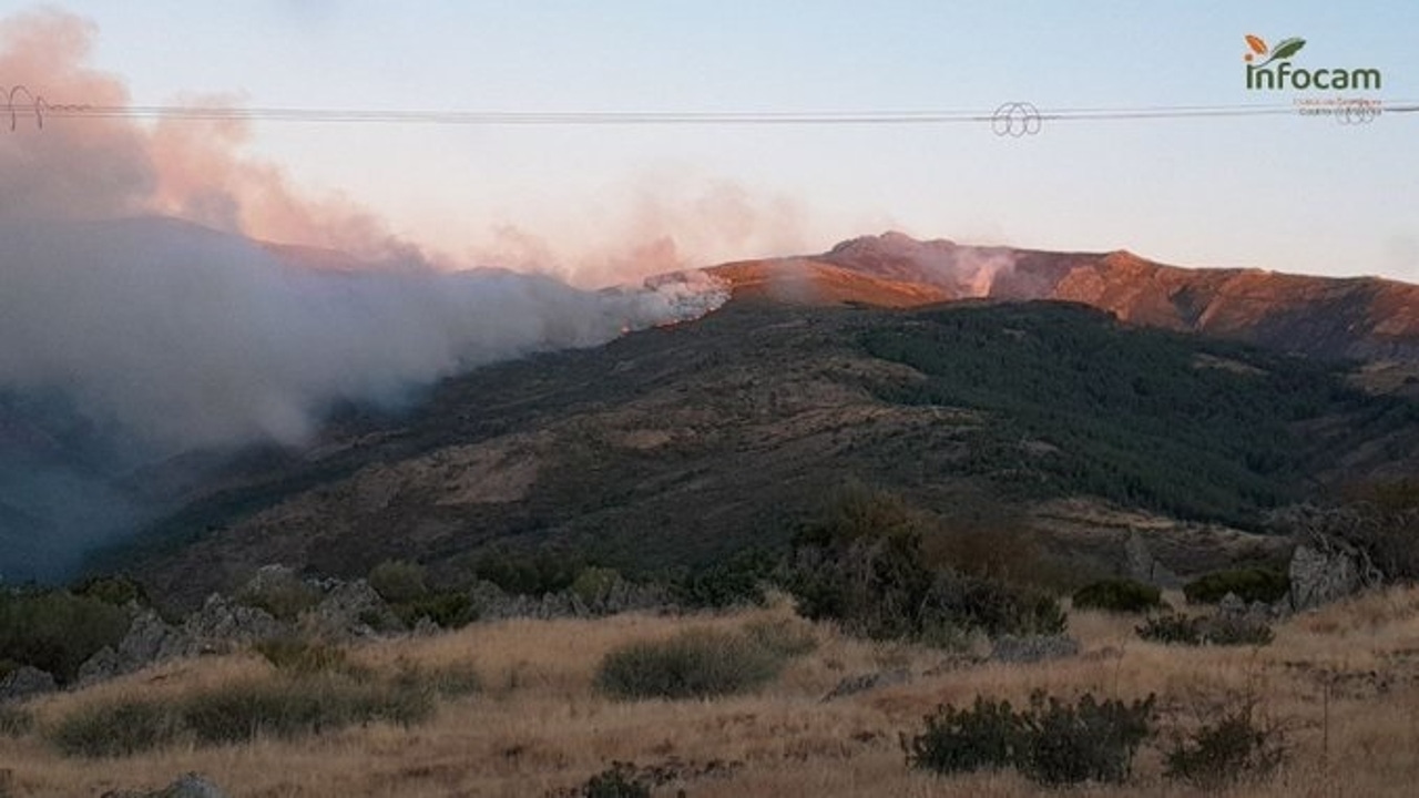Más de 24 horas de incendio en el Pico del Lobo (Guadalajara): el fuego no da tregua