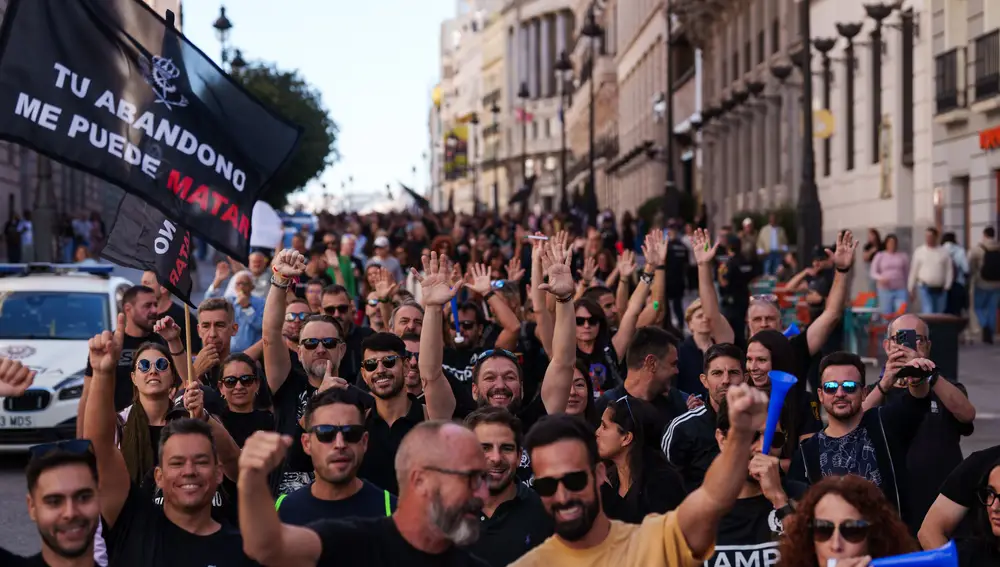 Manifestación de funcionarios de prisiones para protestas por las agresiones en las cárceles
