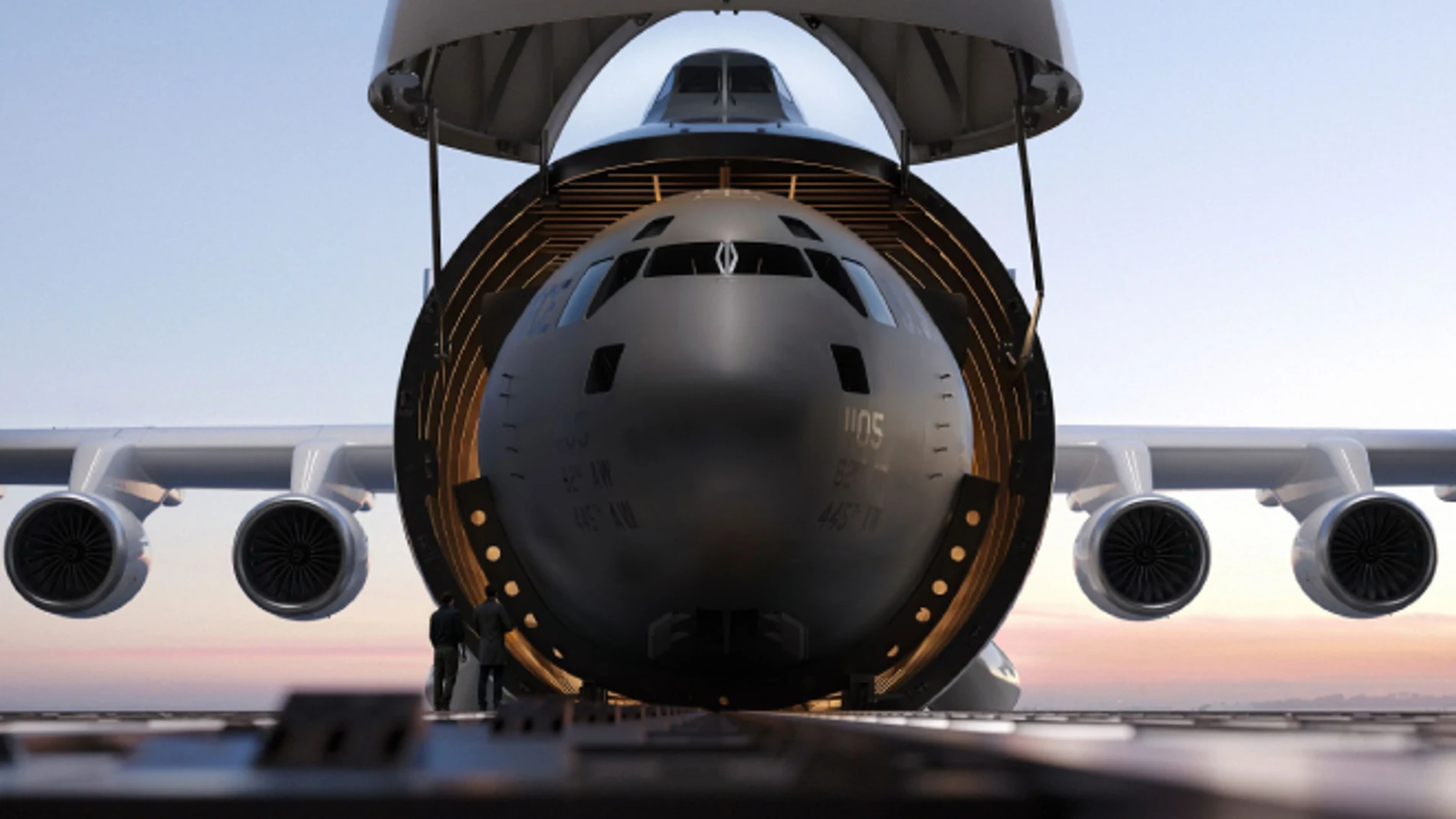 EE.UU. tendrá el avión de carga militar más grande del mundo: transportará cazas y cohetes sin desmontarlos.
