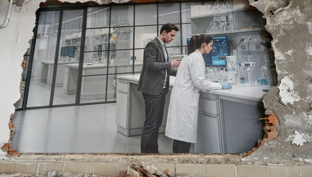 Mural provisional para las obras