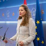 La portavoz del PP en el Congreso, Ester Muñoz, este martes en rueda de prensa