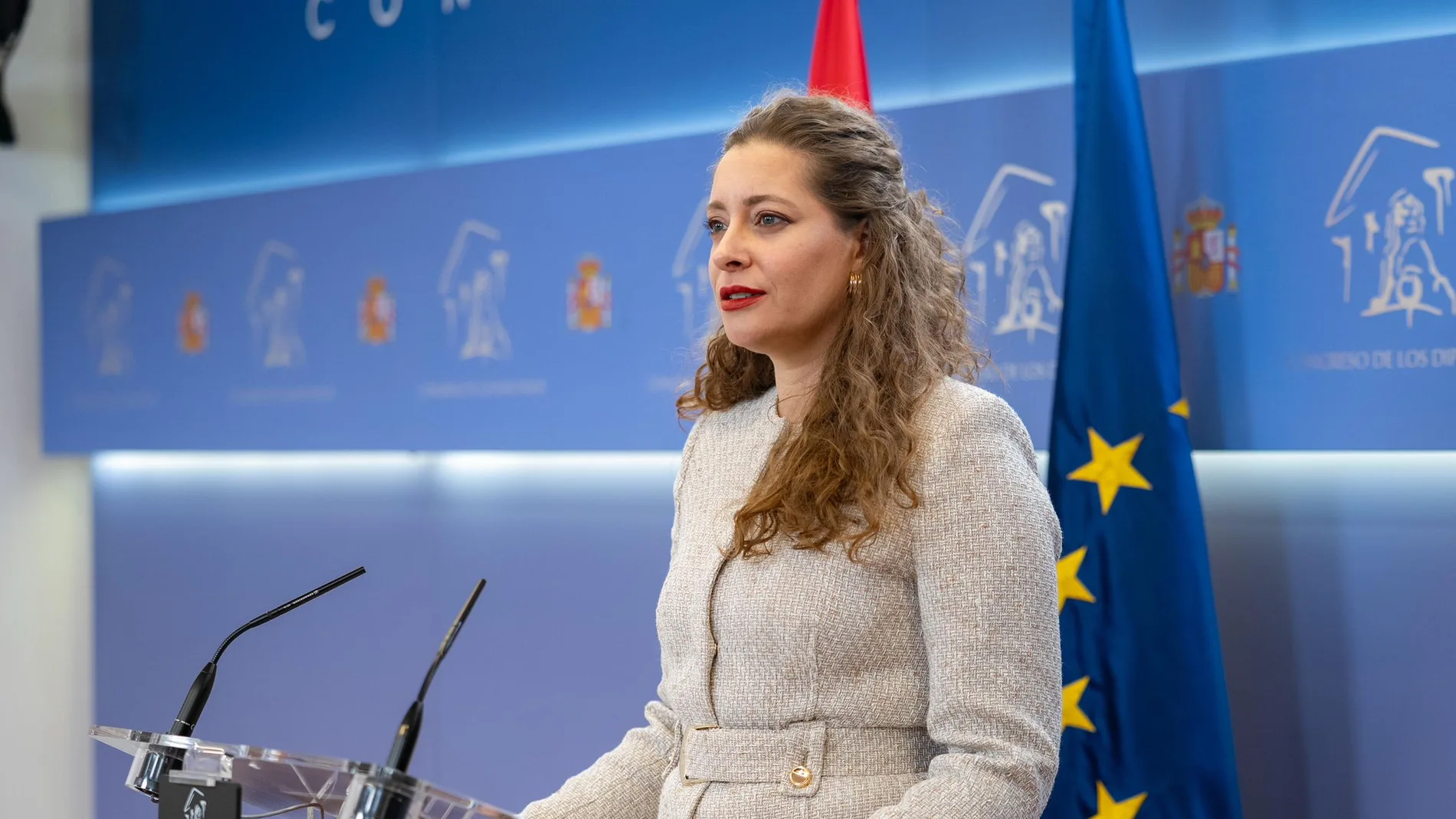 La portavoz del PP en el Congreso, Ester Muñoz, este martes en rueda de prensa