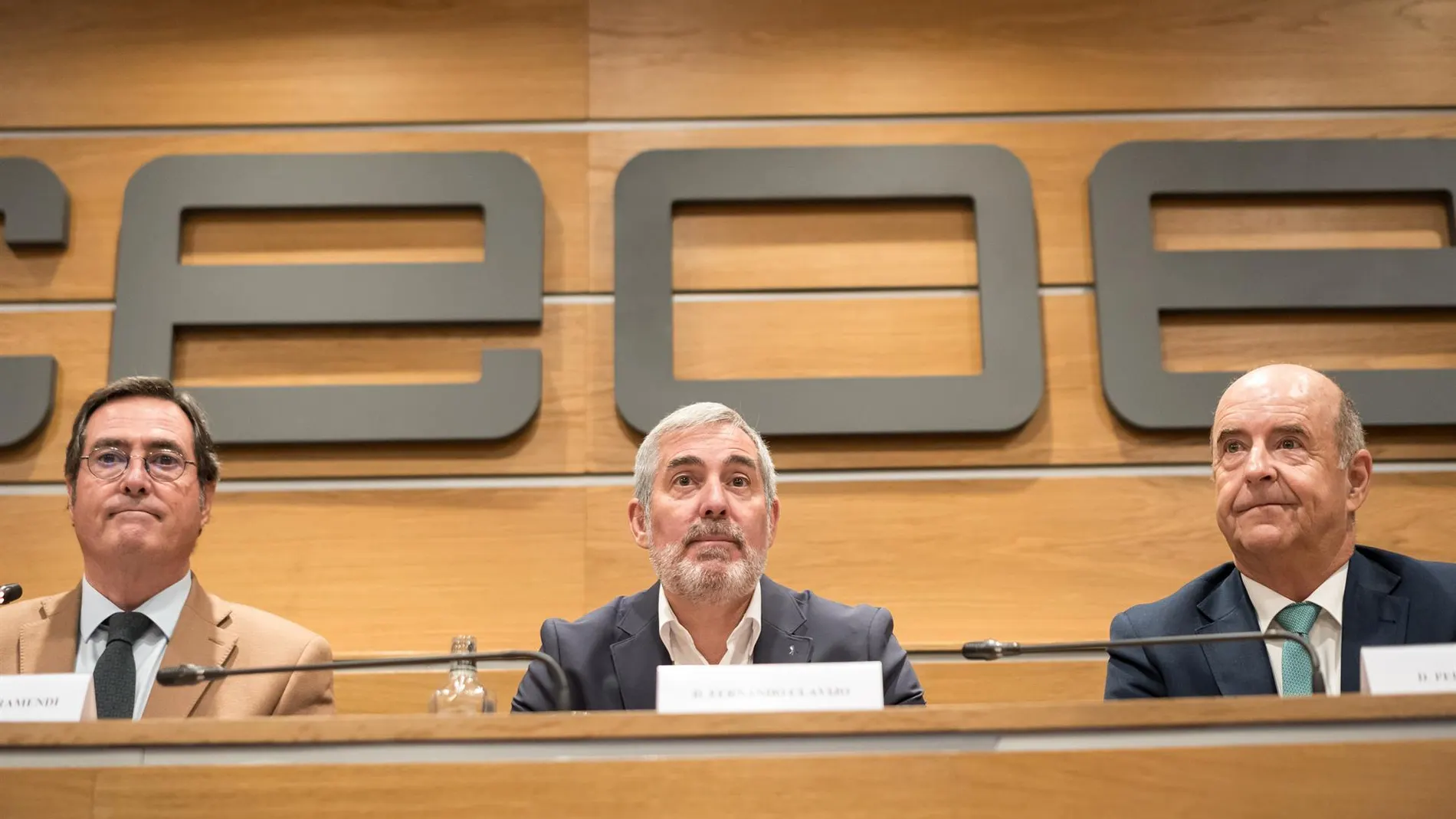 Fernando Clavijo en la sede de la CEOE en Madrid