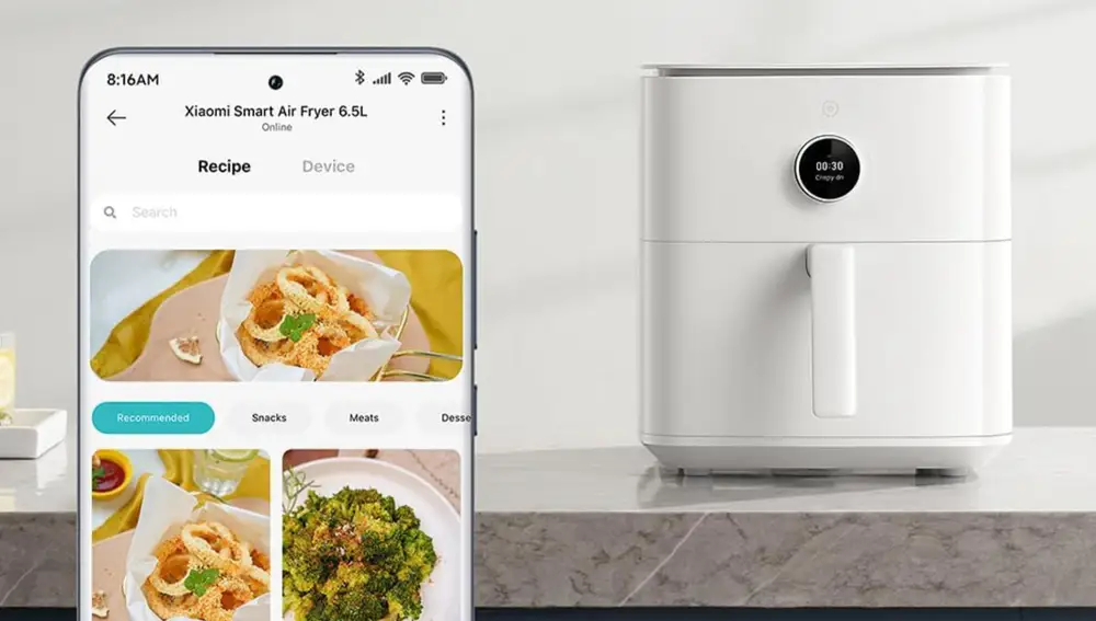 Accede a una amplia variedad de recetas y controla la Xiaomi Smart Air Fryer 6.5L desde tu móvil